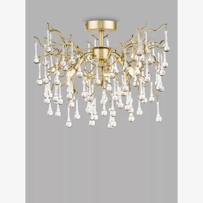 John Lewis Laura Ashley Willow Crystal Semi-Flush Ceiling Light, Champagne