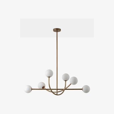 John Lewis Lights & Lamps Perry 6 Arm Pendant Ceiling Light, Brass/Opal