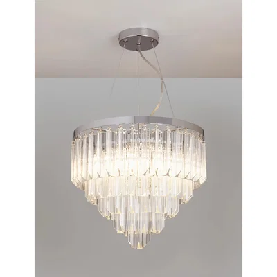 John Lewis John Lewis & Partners Mako Glass Chandelier Ceiling Light, Clear/Satin Chrome