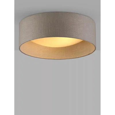 John Lewis Laura Ashley Bacall Linen Concave Flush Ceiling Light, Woven Silver