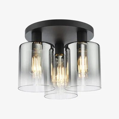 John Lewis Där Savannah Flush 3 Arm Ceiling Light, Black/Smoked