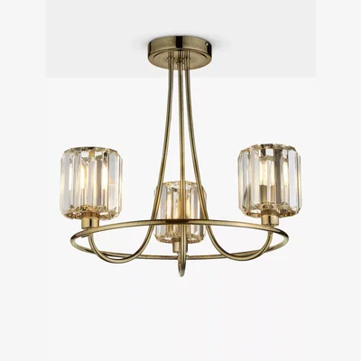John Lewis Bay Lighting Berenice 3 Arm Semi Flush Ceiling Light, Brass