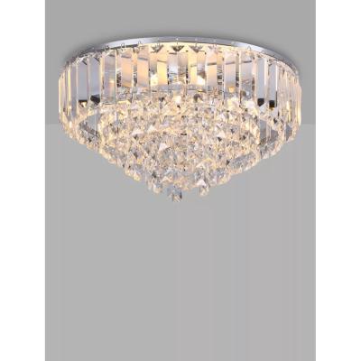 John Lewis Laura Ashley Vienna Crystal Flush Ceiling Light, Clear/Polished Chrome