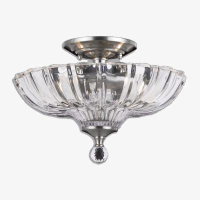 John Lewis Impex Dallas 2 Light Semi Flush Ceiling Light, Satin Nickel