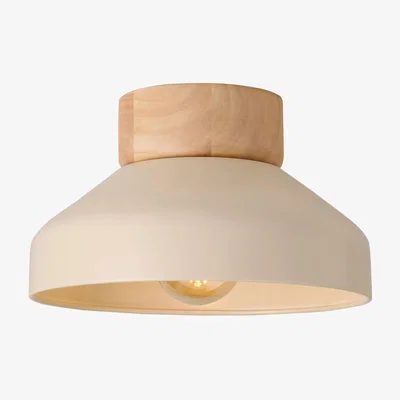 John Lewis MADE Albert Wood Rose Flush Ceiling Light, Cream