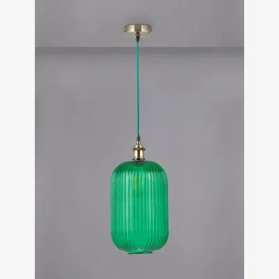 John Lewis Pacific Varese Ribbed Glass Pendant Ceiling Light, Green