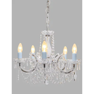 John Lewis Impex Marie Theresa Crystal Chandelier Ceiling Light, 5 Arms