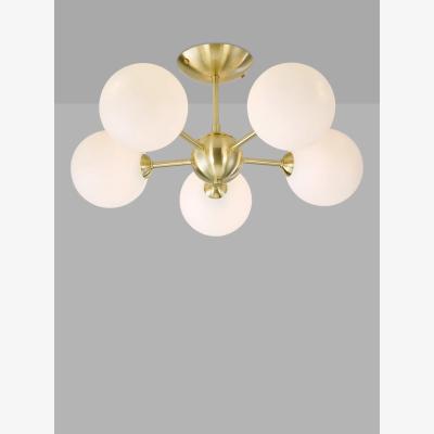 John Lewis John Lewis Satellite 5 Arm Semi Flush Ceiling Light, Satin Brass