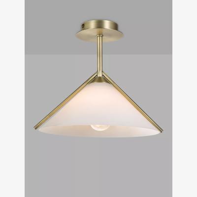 John Lewis Swoon Mendel Semi Flush Ceiling Light, Opal/Brushed Gold