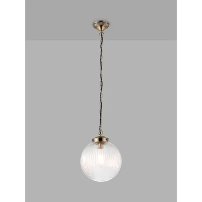John Lewis Bay Lighting Elena Ribbed Glass Ceiling Light, Clear/Metallic Brass