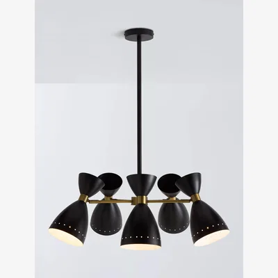 John Lewis John Lewis Oscar 5 Adjustable Lamp Pendant Ceiling Light, Black/Gold