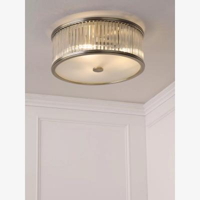 John Lewis Laura Ashley Sutton 2 Flush Ceiling Light, Antique Brass