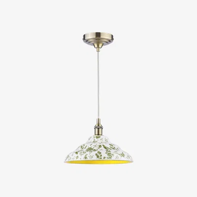 John Lewis Joules Audley Pheasant Print Ceramic Pendant Ceiling Light, Light Green