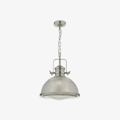 John Lewis Där Peyton Prismatic Glass Ceiling Light, Clear/Satin Nickel