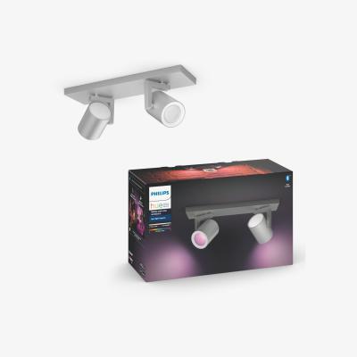 John Lewis Philips Hue White and Colour Ambiance Argenta LED Smart Double Spotlight with Bluetooth, Grey