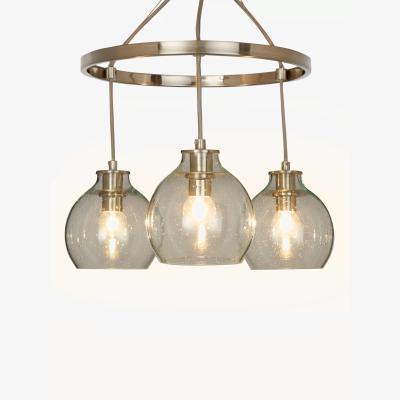 John Lewis John Lewis & Partners Selsey Semi Flush, 3 Pendant Ceiling Light, Blue/Chrome