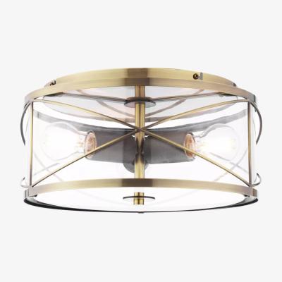 John Lewis Laura Ashley Beckworth 3 Light Flush Ceiling Light, Metallic Brass