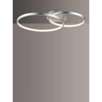 John Lewis John Lewis & Partners Dual Hoop LED Semi Flush Ceiling Light, Nickel