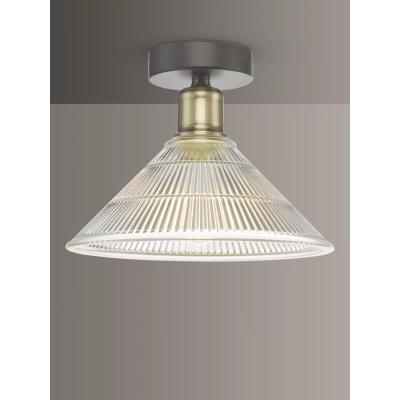 John Lewis Där Boyd Semi Flush Prismatic Glass Ceiling Light, Clear/Brass