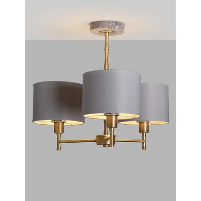 John Lewis John Lewis & Partners Bamboo Semi Flush Ceiling Light, Grey/Brass
