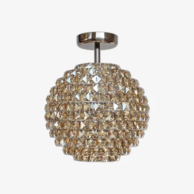 John Lewis Impex Nord Crystal 4 Light Semi-Flush Ceiling Light, Antique Brass