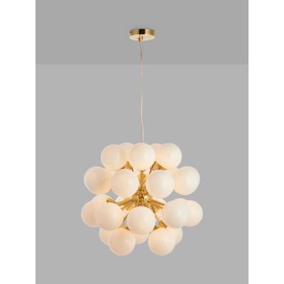 John Lewis Bay Lighting Riess Glass Ceiling Light, White/Brass