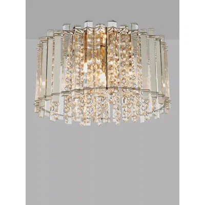 John Lewis Bay Lighting Bijou Crystal Glass Flush Ceiling Light, Clear/Chrome