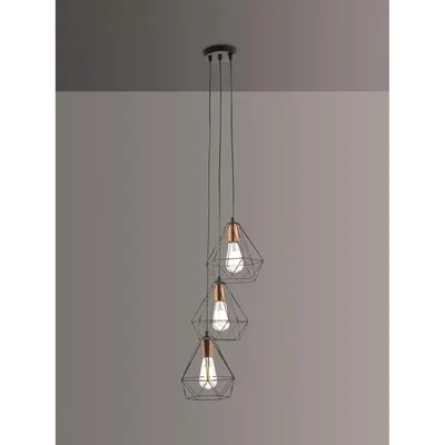 John Lewis Där Deyon 3 Pendant Cluster Ceiling Light, Black/Copper