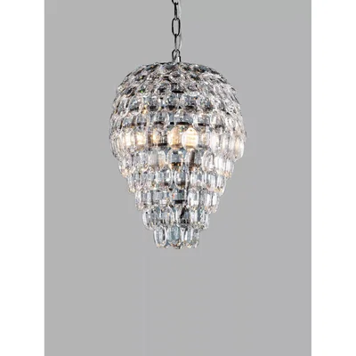 John Lewis Laura Ashley Leon Crystal Glass Teardrop Ceiling Light, Clear