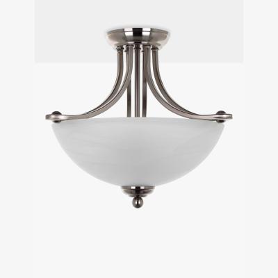 John Lewis Impex Texas 2 Light Semi Flush Ceiling Light, White Alabaster