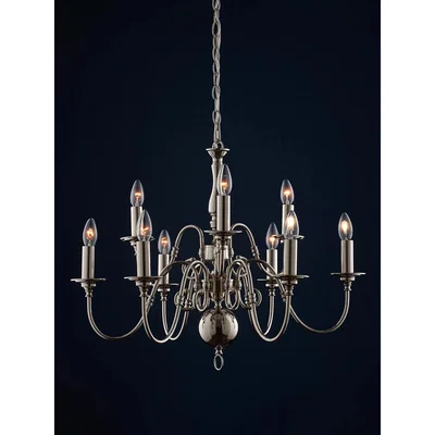 John Lewis Laura Ashley Winchester 9 Arm Ceiling Light, Polished Nickel