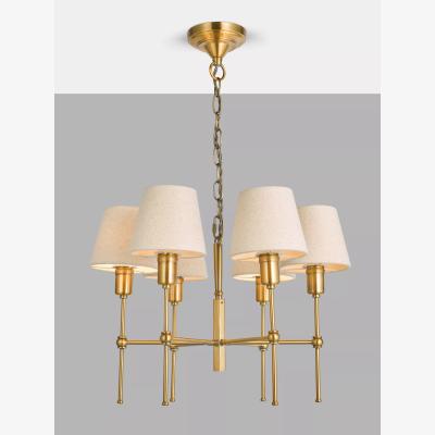 John Lewis John Lewis Hex 6 Arm Shaded Pendant Ceiling Light, Brass