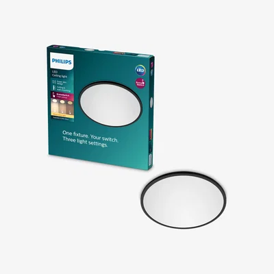 John Lewis Philips Super Slim CL550 LED Ceiling Light, Black