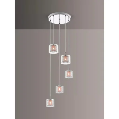 John Lewis Impex Laure 5 Pendant Mesh Cluster Ceiling Light, Clear/Copper