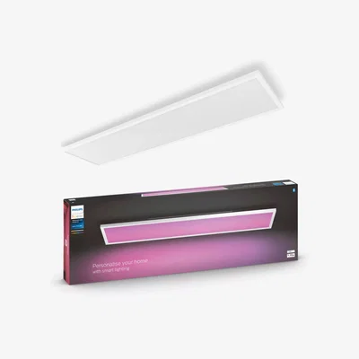 John Lewis Philips Hue White and Colour Ambiance Surimu Smart LED Rectangle Panel Ceiling Light with Bluetooth, White