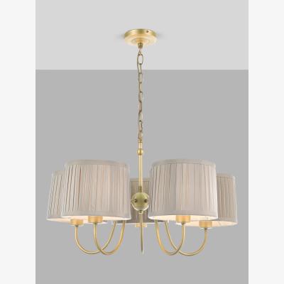 John Lewis John Lewis Classic Curve 5 Arm Pendant Ceiling Light, Matte Antique Brass