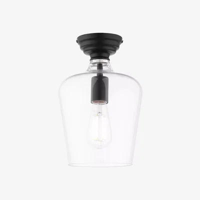 John Lewis Laura Ashley Ockley Semi-Flush Ceiling Light, Black