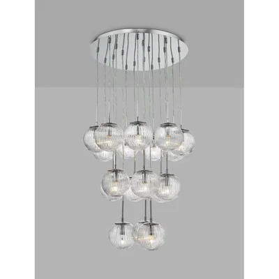 John Lewis Där Pelagia 18 Pendant Cluster Ceiling Light, Clear/Polished Chrome