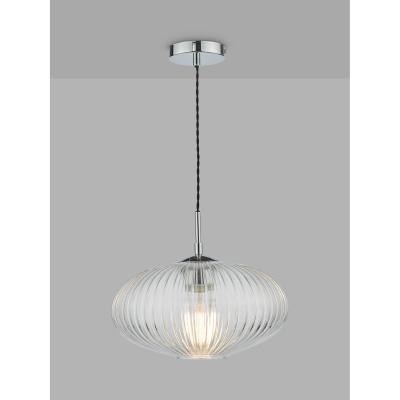 John Lewis Där Edmond Ribbed Glass Ceiling Light, Clear/Polished Chrome