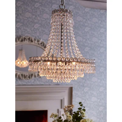 John Lewis Laura Ashley Enid Crystal Glass Chandelier Ceiling Light, Clear