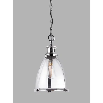 John Lewis Bay Lighting Riva Glass Ceiling Light, Large, Polished Nickel