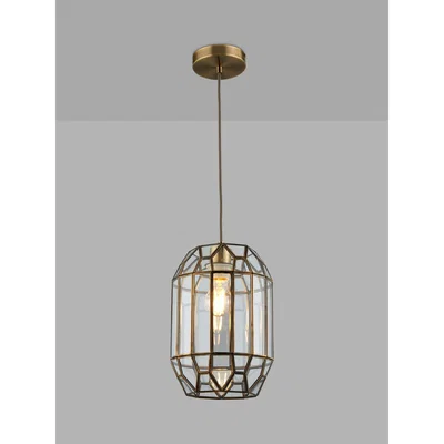 John Lewis John Lewis & Partners Faceted Glass Ceiling Light, Clear/Antique Brass