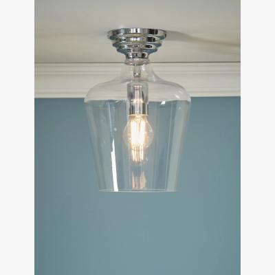 John Lewis Laura Ashley Ockley Glass Semi Flush Ceiling Light, Polished Chrome