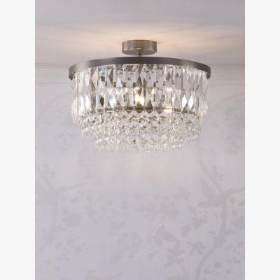 John Lewis Laura Ashley Rhosill Semi-Flush Ceiling Light, Pewter