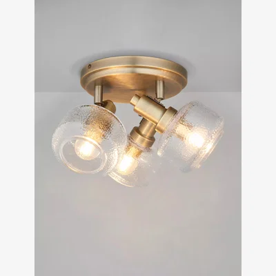 John Lewis John Lewis Ruisseau 3 Arm Spotlight Ceiling Plate, Matte Antique Brass
