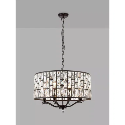 John Lewis Bay Lighting Onyx Crystal Ceiling Light, Large, Clear/Metallic Bronze