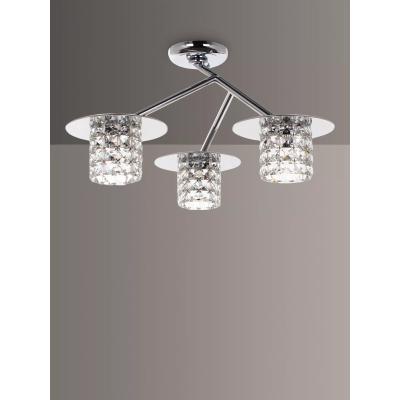 John Lewis Impex Veta LED Crystal Semi Flush Ceiling Light, Clear/Chrome