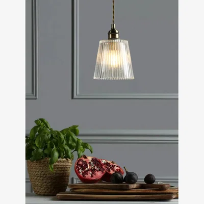 John Lewis Laura Ashley Callaghan Glass Ceiling Light, Brass