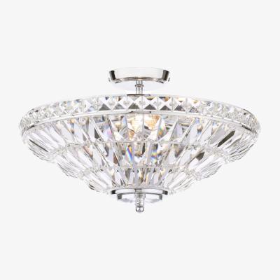John Lewis Laura Ashley Vienna Crystal Uplighter Flush Ceiling Light, Polished Chrome