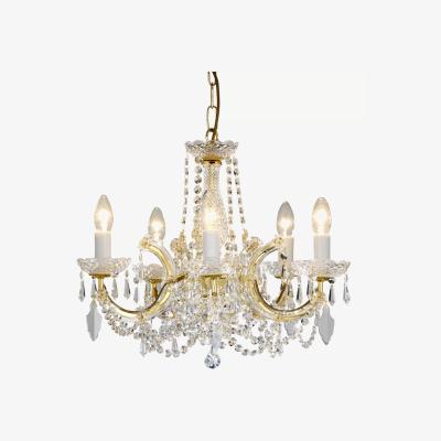 John Lewis Impex Marie Theresa Chandelier, 5 Arm, Clear/Gold